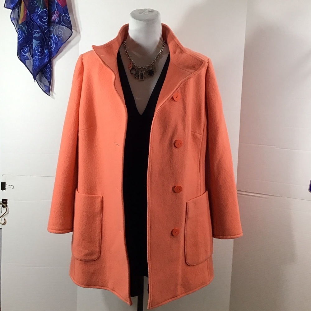 Eccoci light coral wool button front winter coat 8